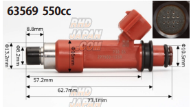 Sard High Flow Fuel Injector Universal Type - 550cc Brown - RHDJapan